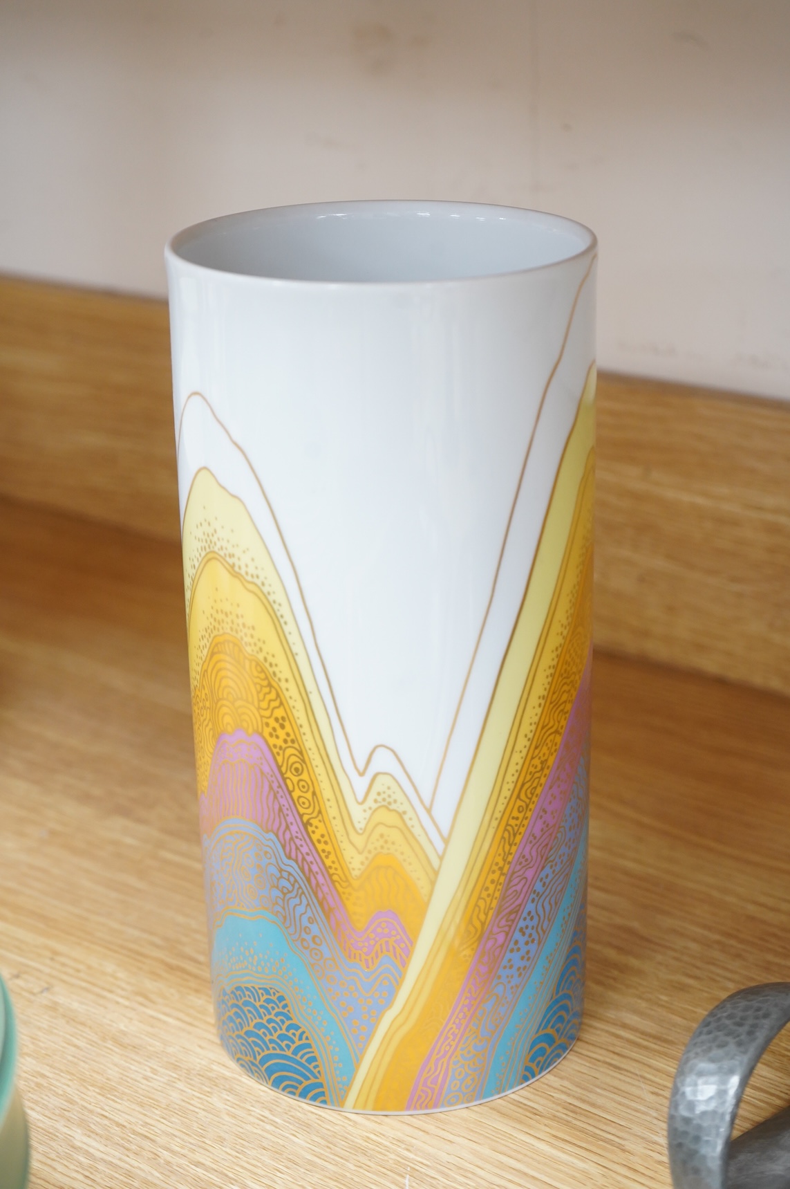 A 1970’s Rosenthal studio line cylindrical vase designed by Rosamunde Nairac, 25cm high